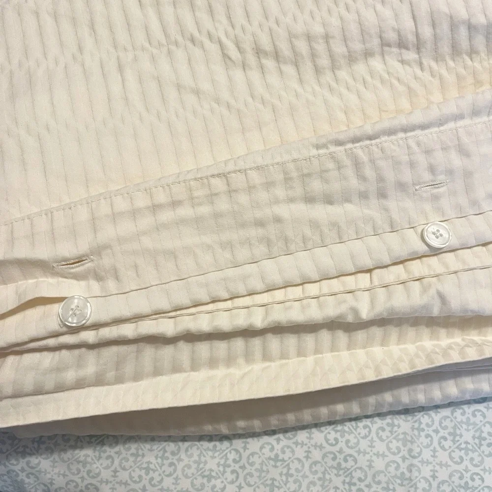 Ralph Lauren Green Label King Size Cream Duvet Cover Textured Pattern Cotton USA